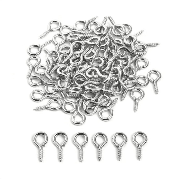 100pcs Mini Screw Eye Pins Eye Pin Eyelets Screw Hooks - Picture 5 of 5